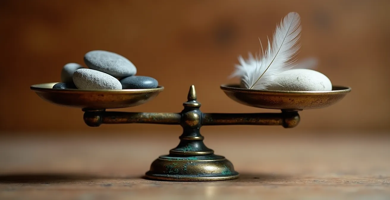 Balanced scales representing equilibrium between productivity metrics and employee wellbeing