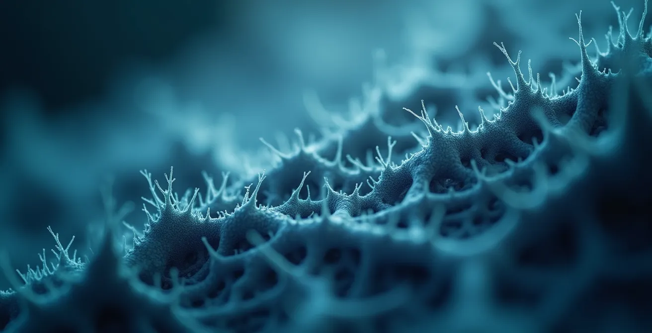 Macro close-up of interconnected neural network pattern representing distributed leadership