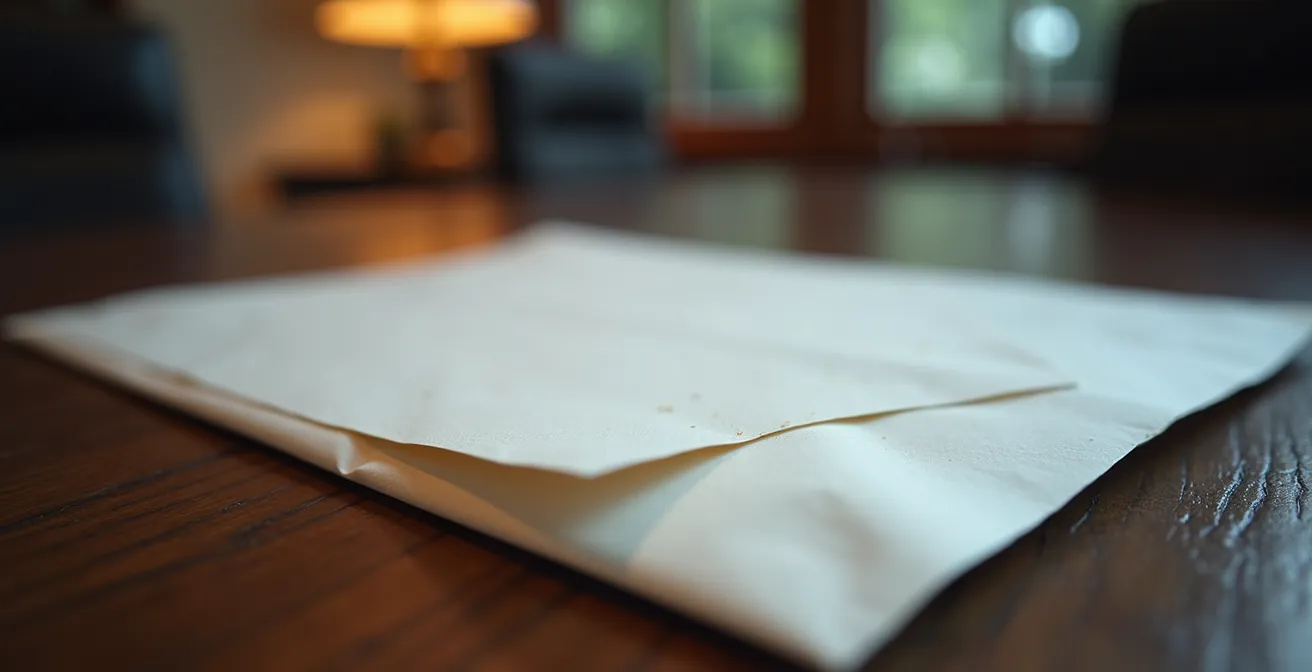 Close-up of a sealed envelope on an executive desk, symbolizing an outdated and static succession plan.