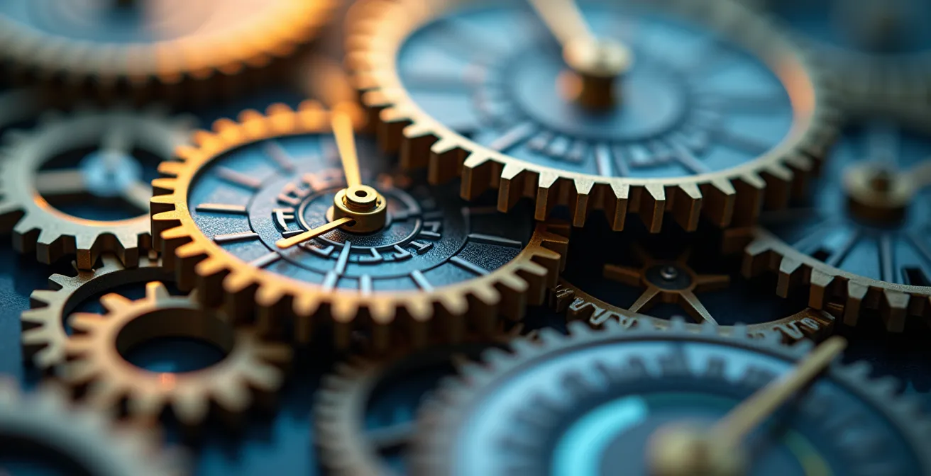 Abstract visualization of seamless workflow across different time zones