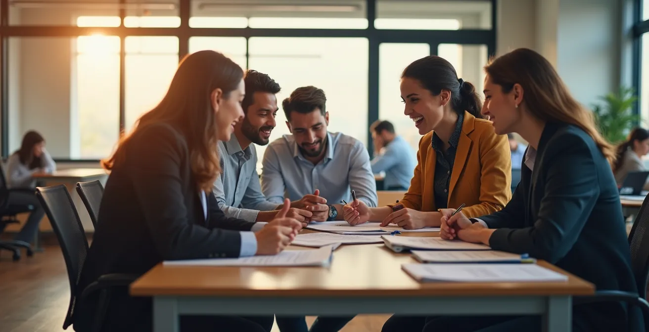 Network visualization showing engaged middle managers in discussion, representing effective strategic communication flow.